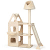 Multi-Layer Wooden Cat Tree 156cm Tall Cat Tower Modern Kitten Activity Center