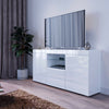 TV Stand White Cabinet Cupboard High Gloss Doors LED Light Entertainment Unit