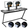Large RGB LED Light Gaming Desk Home Games Study Computer Table with USB Plug UK