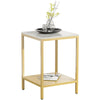 22'' Tall Marble End Table Gold Nightstand Shelf Lamp Photo Vase Books Side Desk