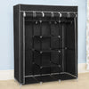 Mondeer Canvas Wardrobe Storage Organiser Fabric with Rail & Shelves Grey/Black