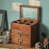 Small Desktop Wooden Storage Unit Jewellery Trinket Box Cabinet Display Shelves