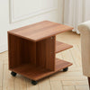 Rolling Sofa Bedside Table W/ Storage Shelves Wooden Printer Stand Home Office