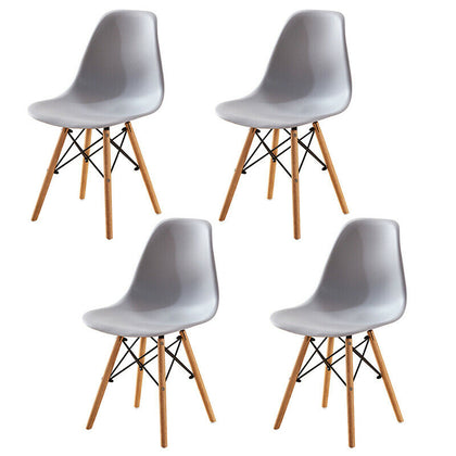 Set of 4 Retro Style Lounge Office Chair Dining Chairs Wooden Legs Kitchen Grey