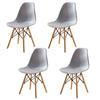 Set of 4 Retro Style Lounge Office Chair Dining Chairs Wooden Legs Kitchen Grey