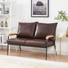 Luxury 2 Seater Deep Brown Faux Leather Sofa Armchair Couch Living Room Offices