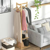 Versatile Bamboo Coat Stand Corner Clothes Rack Garment Shelf Hanging Rail Hooks
