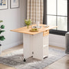 Mondeer Mobile Folding Dining Table Drop Leaf Table with 1 Drawer White & Oak