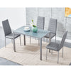 105cm 120cm Glass Dining Table and 4 /6 Padded Chairs Set Home Kitchen Furniture