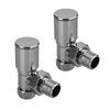 Chrome 15mm pipe connection Radiator Valves - Angled Valves for Towel Rail