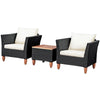 3 Piece Outdoor Rattan Furniture Set Sectional Patio Bistro Sofas & Table Set