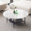 Large Round Marble Coffee Table Accent Side Table Chairside Table Eating Tray