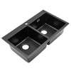 Large Stone Resin 2.0 Kitchen Sink with Waste Kit Inset Sinks 2 Deep Bowls Black