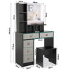 Dressing Table with Drawers, Mirror Stool Set Makeup Desk Vanity Table Bedroom