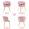 Velvet Upholstered Accent Chair Wing Back Armchair with Pilow & Metal Legs Pink