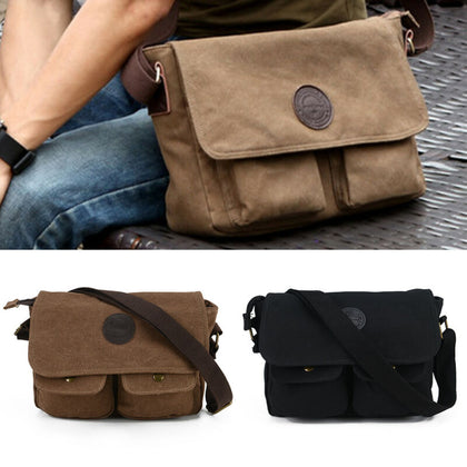 Mens Canvas Shoulder Messenger Bag Vintage Military Satchel Briefcase Handbag