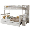 3ft & 4ft6 Kids Wooden Bunk Beds with Stairs and Pull Out Trundle Bed Frame NS