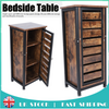 Industrial Wood Cabinet Bedside Table End Side Storage Nightstand Metal Framed