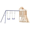 Playhouse with Climbing Wall Swings Solid Wood Pine R4C5