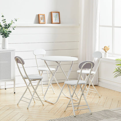 80cm Folding TV Table Side Computer Desk Table Dinner Tea Coffee& 2/4 Chairs Set