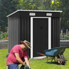 Garden Storage Shed Metal Outdoor Tool Box House Organizer with Roof Floor UK