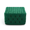 Vintage Green Velvet Buttoned Footstool Chesterfield Button Design Square Stool