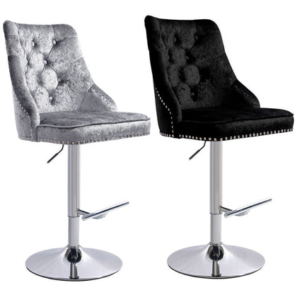 Crushed Velvet Bar Chair Swivel Kitchen Stool Barstool Armchair with Chrome Base