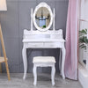 Medieval European Dressing Table with Hollywood LED Lights Mirror Makeup Cabinet