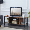 Brown TV Stand 2 Tier Large Cabinet Modern Metal Legs TV Cabinet Living Room New