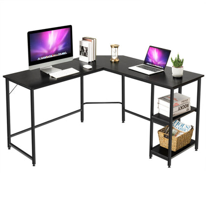 L-Shaped Corner Computer Desk Industrial PC Table Large Workstation with Storage