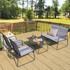 4PCS Garden Patio Table and Chair Set Outdoor Conversation Furniture Metal Frame