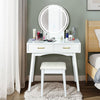 Dressing Makeup Table Set Vanity Desk Set w/Stool 2 Drawer LED Mirror Bedroom