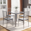 Glass Dining Table and 4 Chairs Set PU Leather Furniture Office Kitchen Modern