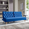 Velvet Fabric Sofa Bed 3 Seater Click Clack Living Room Recliner Couch Sofa Blue