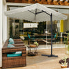 Garden Parasol Banana Cantilever Umbrella Crank Sun Shade Patio Outdoor W/ Base
