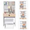 Dressing Table with Drawers, Mirror Stool Set Makeup Desk Vanity Table Bedroom