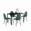 4x Green Velvet Dining Chairs Black Tempered Glass Dining Table Dining Room Set