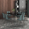 Dining Table Kitchen Table with Adjustable Pads Modern for 4-6 Persons Black