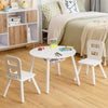 3PCS Kids Table and Chair Set Children Study Drawing Desk W/ Hidden Mesh Storage