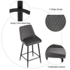 2x Velvet Grey Bar Stool Kitchen Counter Breakfast Chair Pub Restaurant Cafe