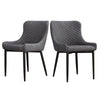 2x Luxury Dining Chair PU Faux Leather Metal Legs Grey Restaurant Kitchen Chairs