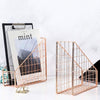Electroplated Iron Rose Gold Book Holder Desktop Shelf File Magazine Storage