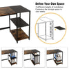 Revisible L Shaped Desk w/ Storage Shelves, 2 Person Workstation Table