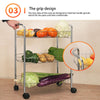 Silver 4-Tier Mesh Rolling Cart Basket Storage Rack Kitchen Serving Trolley Unit