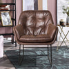 Brown PU Leather Dining Chair Chesterfield Armchair Wing Back Lounge Sofa Chair