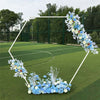 Elegant White Hexagon Wedding Arch Backdrop Stand Floral Arrangement Receptio