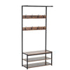 Industrial Coat Rack Shoe Bench Hall Tree Entryway Clothes Storage Shelf w/ Hook