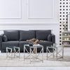 Nest of 3 Coffee Table Sofa Side End Table Tempered glass Stainless Steel Legs