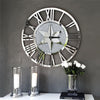 3D Large Mirrored Wall Clock Diamond Crystal Roman Numerals Silver Wall Clock UK
