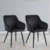 Set of 2 Dining Chairs Velvet Faux Leather Seat Modern Kitchen Chairs